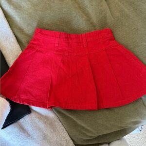 Free People Red Pleated Mini Skirt